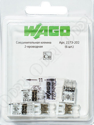 Wago 2273-202 Клемма 2-проводная соединительная для распределительных коробок (упаковка  6шт) 2565