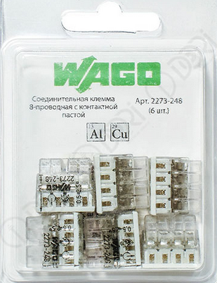 Wago 2273-248  Клемма 8-проводная соединительная с пастой (упаковка 6 шт) 2589