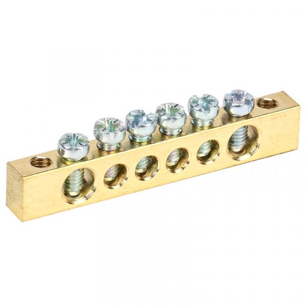 Шина «N» нулевая 6х9 мм 6/2 (6 групп/крепеж по краям) REXANT 11-2365