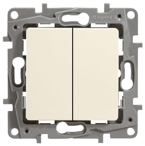Legrand  Etika  Слоновая Кость Выключатель механизм 2-клавишный 10АХ, 250В, безвинтовые зажимы 672302