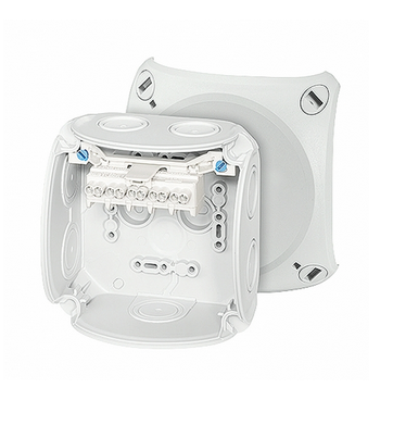 Коробка HENSEL DK 0402 G 104х104х70, 7+1 мембрана. вводов, 5-пол.кл. 0,75-4 кв.мм, серый, PP, IP66  62000003