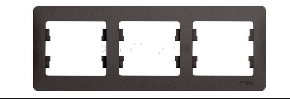 Schneider Electric Glossa Графит Рамка 3-местная горизонтальная IP20 скрытая установка GSL001303