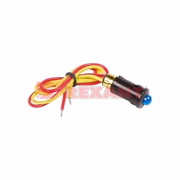 Индикатор Малый  Ø8  12V  с проводом  синий  LED  (WL-04)  REXANT 36-4711