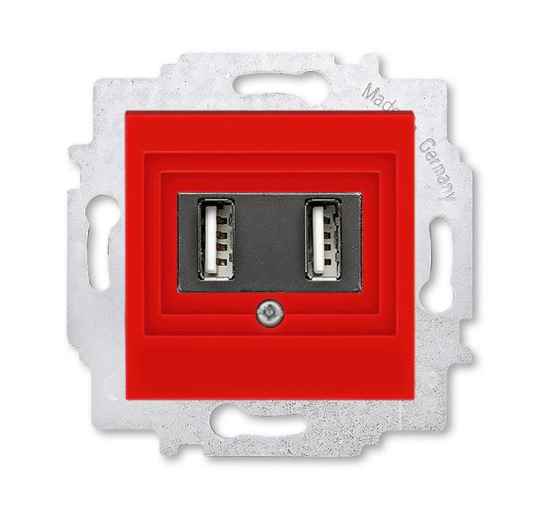 ABB  Levit  Красный Зарядка USB 2-местная, 2CHH290040A6065