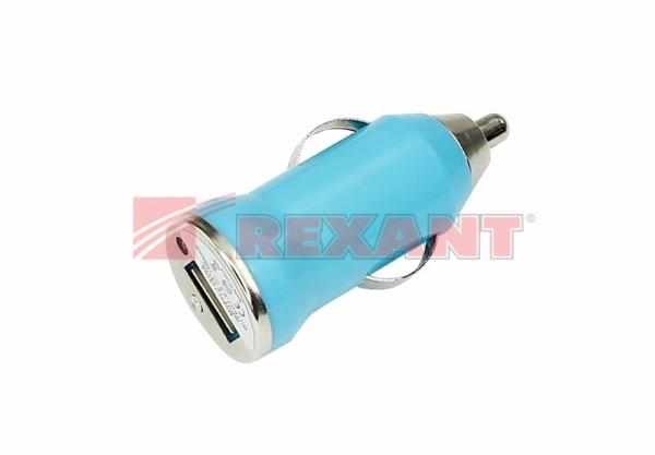 Автозарядка в прикуриватель USB small (АЗУ) (5V, 1 000mA) синяя блистер 18-1935