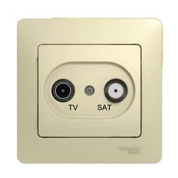 Schneider Electric Glossa  Бежевый Розетка ТВ-SAT проходная 4DB, механизм IP20 скрытая установка GSL000298