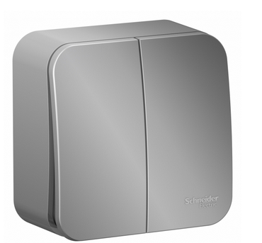 Schneider Electric  BLANCA  Алюминий  Выключатель 2-клавишный (cхема.5) 10А, 250B, открытая установка BLNVA105003