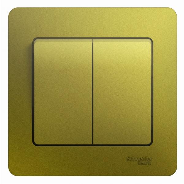 Schneider Electric Glossa Фисташковый Выключатель 2-клавишный схема 5, 10AX, в сборе IP20 скрытая установка GSL001052