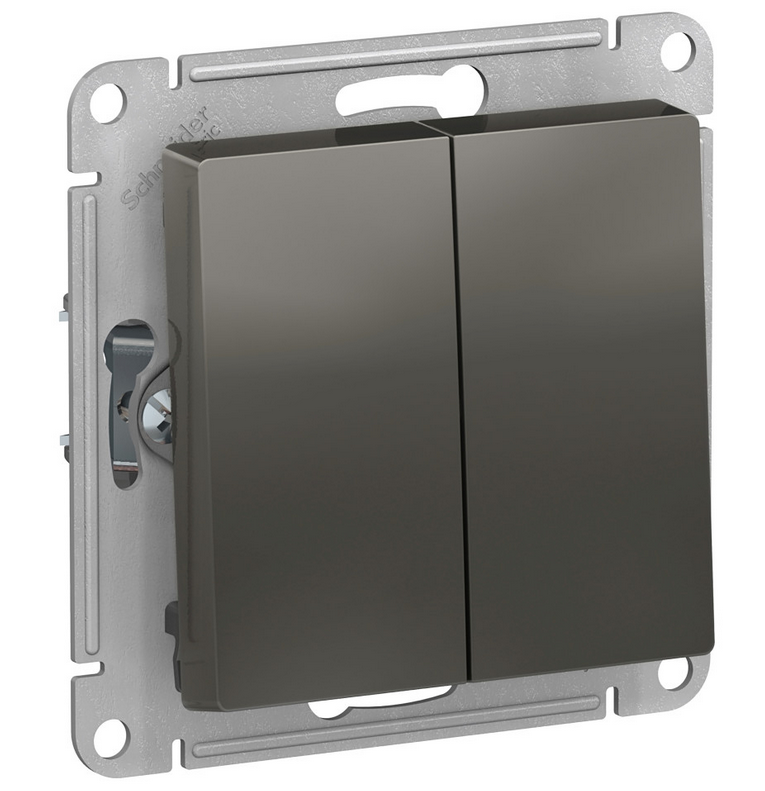 Schneider Electric AtlasDesign Сталь  Переключатель 2-клавишный, схема 6, 10АХ, механизм ATN000965