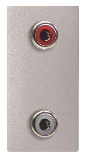 ABB  Zenit  Серебристый Разъём механизм 2xRCA , красный+белый, 1-модуль/ 2CLA215520N1301