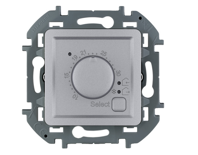 Legrand INSPIRIA Алюминий Термостат теплого пола IP20 скрытая установка 673812