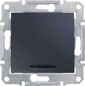 Schneider Electric Sedna Графит Выключатель механизм 1-клавишный с красным индикатором  10А IP20 скрытая установка SDN0400370