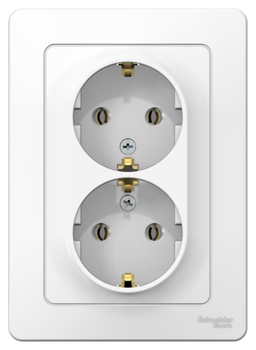 Schneider Electric  BLANCA  Белый  Розетка 2-местная с заземляющими контактами без шторок 16А, 250В, IP20  скрытая установка BLNRS001021