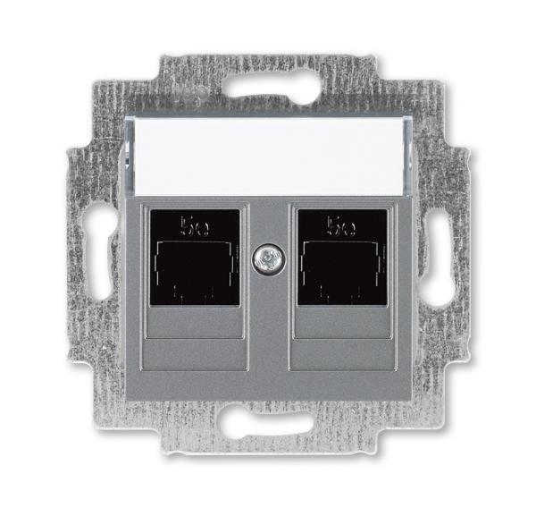 ABB  Levit  Сталь Розетка компьютерная, 2хRJ45 категория 5e, 2CHH295118A6069