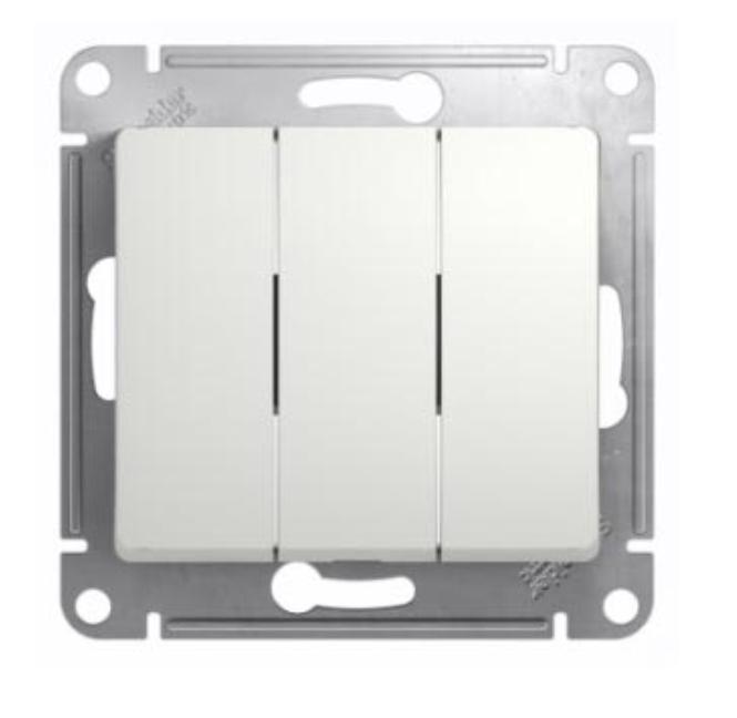 Schneider Electric Glossa  Белый Выключатель 3-клавишный схема3, механизм IP20 скрытая установка GSL000131