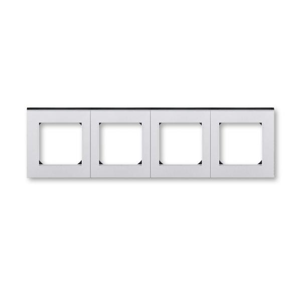 ABB  Levit  Серебро/Дымчатый чёрный Рамка 4-местная 2CHH015040A6070