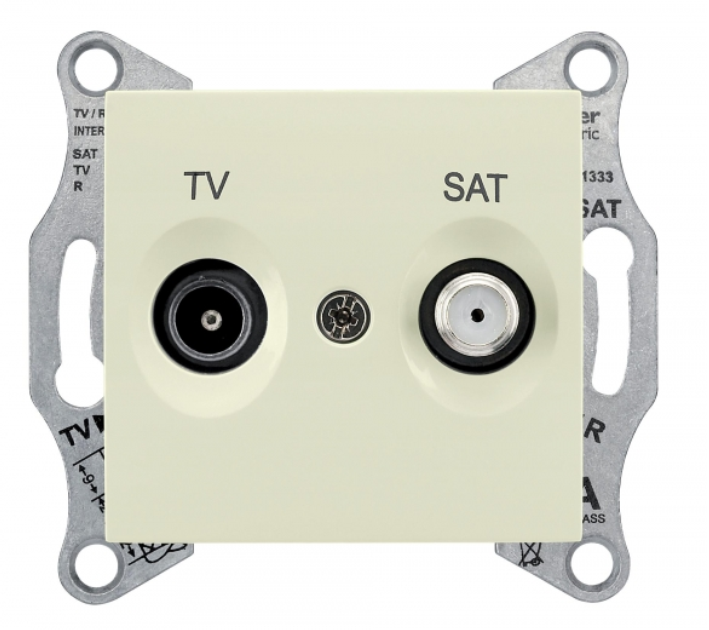 Schneider Electric Sedna  Бежевый Розетка механизм TV/SAT оконечная 1dB IP20 скрытая установка SDN3401647