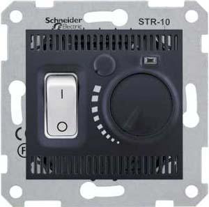 Schneider Electric Sedna Графит Термостат механизм для теплого пола 10А, 230В, IP20 скрытая установка SDN6000370