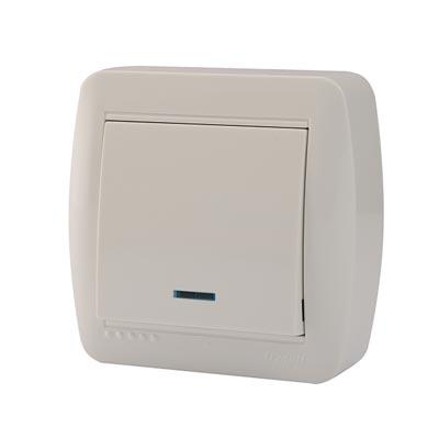 Lezard  Demet  Белый Выключатель 1-клавишный открытая установка с подсветкой 711-0200-111