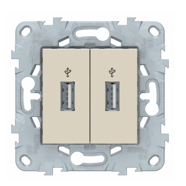 Schneider Electric Unica NEW Бежевый USB-коннектор, 2-местный NU542744
