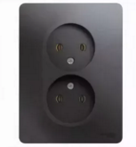 Schneider Electric Glossa Графит Розетка 2-местная без заземляющих контактов16А, 250В, в сборе IP20 скрытая установка GSL001320