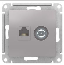 Schneider Electric AtlasDesign Алюминий  Розетка 2-местная компьютерная+ТВ, RJ45+TV, кат.5E, механизм ATN000389