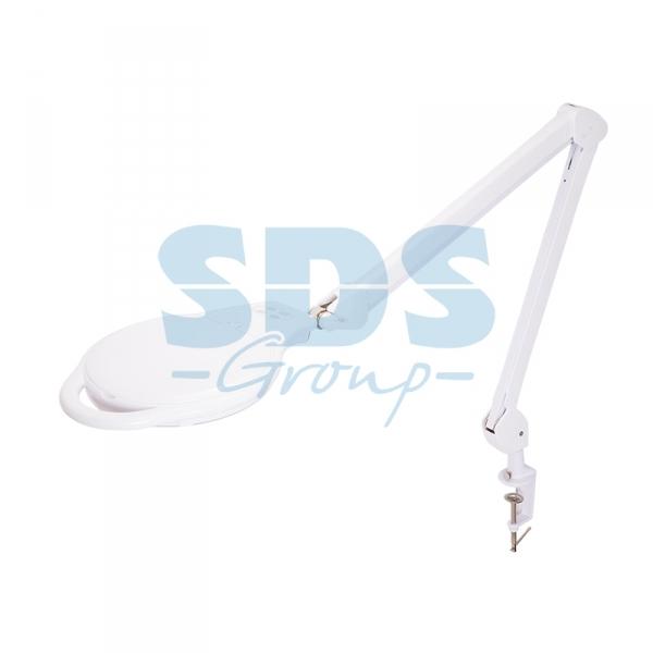 Лупа 5Х на струбцине КРУГЛАЯ с подсветкой 96 LED, ТЕПЛЫЙ и ХОЛОДНЫЙ СВЕТ  белая  REXANT 31-0535