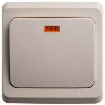 Schneider Electric Этюд  Крем  Переключатель 1-клавишный скрытая установка с индикатором подсветка внутри BC10-007k