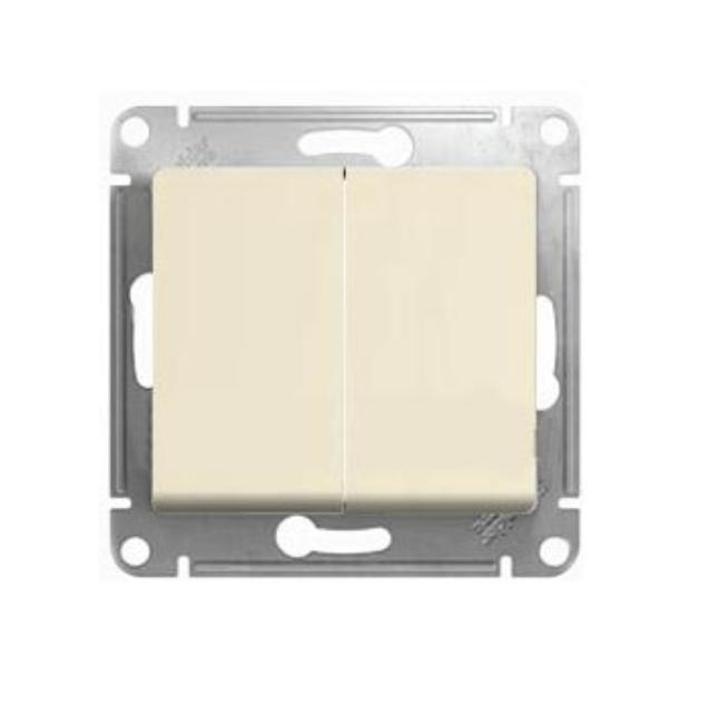 Schneider Electric Glossa  Бежевый Переключатель 2-клавишный схема6, механизм IP20 скрытая установка GSL000265