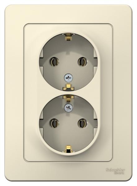 Schneider Electric BLANCA С/У РОЗЕТКА двойная с заземлением без шторок, 16А, 250В, МОЛОЧНЫЙ BLNRS001022