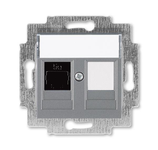 ABB  Levit  Сталь Розетка компьютерная RJ45 категория 5e+заглушка, 2CHH295117A6069