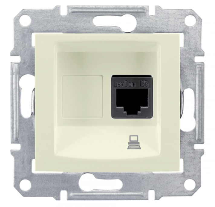 Schneider Electric Sedna  Бежевый Розетка механизм компьютерная 1-местная RJ45 категория 5e, неэкранированная UTP с пружинными зажимами IP20 скрытая установка SDN4300147