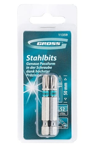 Набор бит Ph 3х50, сталь S2, 2шт //GROSS  11359