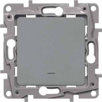 Legrand  Etika  Алюминий Выключатель 1-клавишный с подсветкой, автоматические клеммы 10AX, 250В - 672403