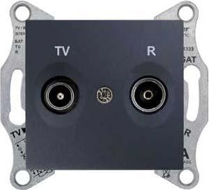 Schneider Electric Sedna Графит Розетка механизм TV/R проходной 8dB IP20 скрытая установка SDN3301370
