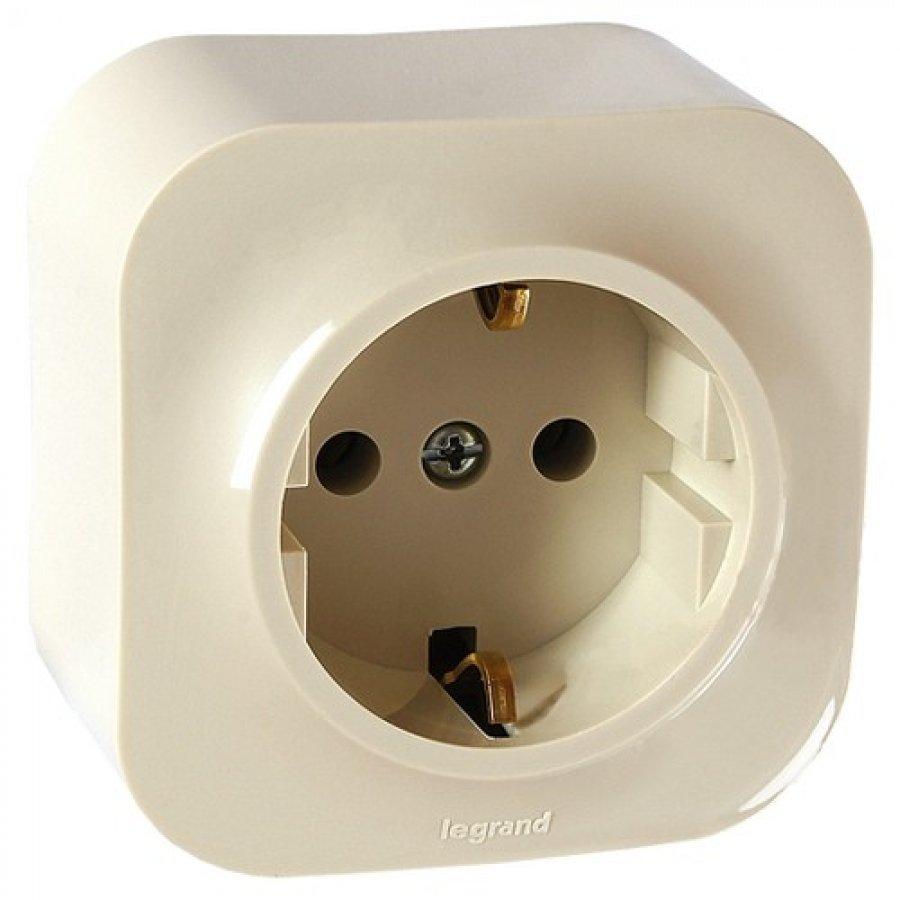 Legrand  Quteo  Слоновая Кость Розетка 2К+З шторки 782250