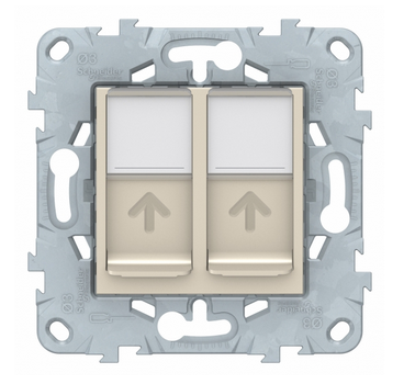 Schneider Electric Unica NEW Бежевый Розетка компьютерная, RJ45, 2-местная категория 6 UTP, NU542444