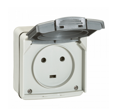 Legrand Plexo Серый Розетка 2К+3 - с винтовыми зажимами IP55 - IK 08 -20 A - 230В 091655