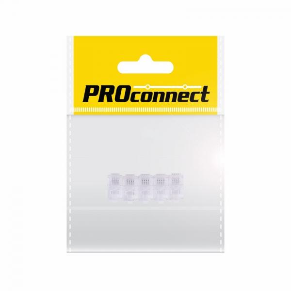 Разъем телефонный на кабель, штекер 4Р4С (Rj-10), под обжим (5шт.) (пакет)  PROconnect 05-1001-9