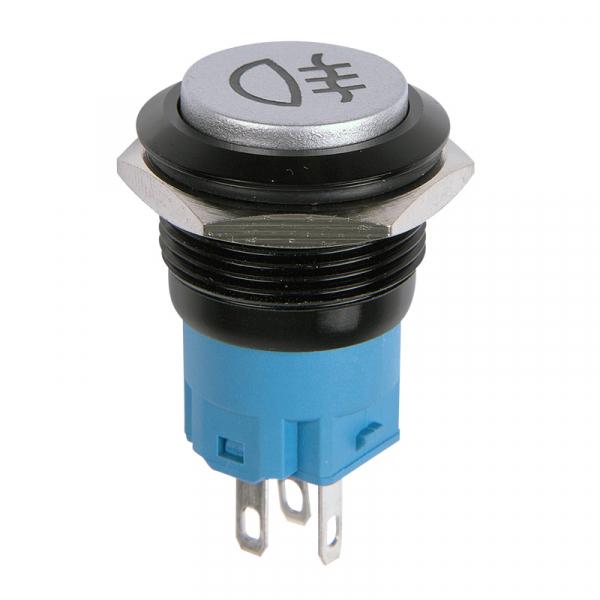 Кнопка  антивандальная Ø19 Фикс 12В (2с) ON-OFF зеленая (Противотуманки)  REXANT 36-3385