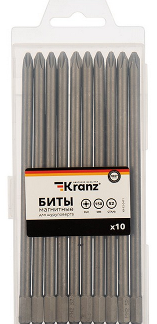 Бита PH2х150 мм для шуруповерта Kranz KR-92-0411