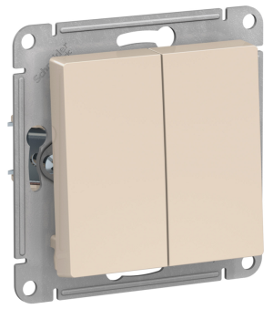 Schneider Electric AtlasDesign Бежевый Выключатель 2-клавишный схема 5, 10АХ, механизм ATN000251