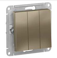 Schneider Electric AtlasDesign Шампань  Выключатель 3-клавишный схема 1+1+1, 10АХ, механизм ATN000531