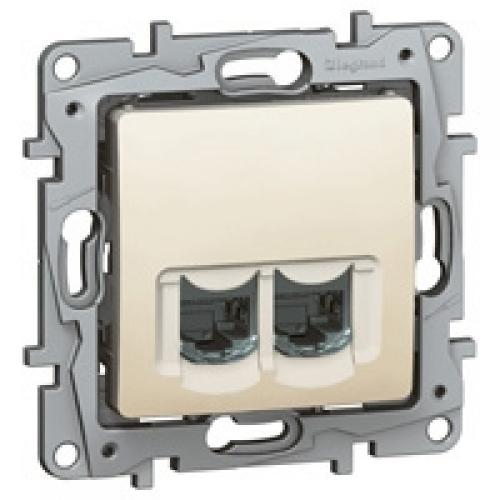 Legrand  Etika  Слоновая Кость Розетка механизм компьютерная 2ХRJ45 категория  5е UTP 672355