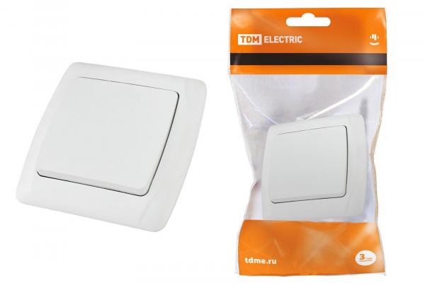 TDM  Онега  Белый  Выключатель 1-клавишный СП 10А IP20 SQ1805-0001