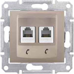 Schneider Electric Sedna Титан Розетка механизм телефоная 2-местная RJ11 пружинные зажимы IP20 скрытая установка SDN4201168