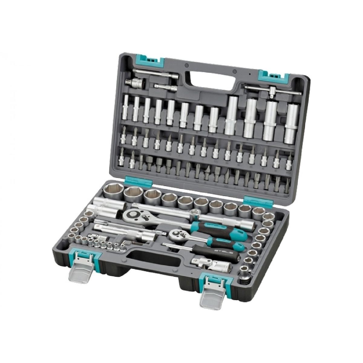 Набор инструментов 94 предмета 1/2", 1/4",  CrV, пластиковый кейс STELS 14106