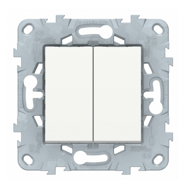 Schneider Electric Unica NEW  Белый Переключатель 2-клавишный, перекрестный 2 x схема 7, 10 AX, 250 В, NU521518