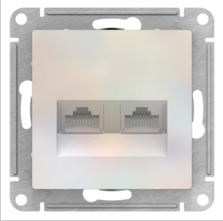 Schneider Electric AtlasDesign Жемчуг  Розетка 2-местная компьютерная RJ45+RJ45, кат.5E, механизм ATN000485