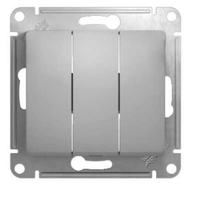 Schneider Electric Glossa Алюминий Выключатель 3-клавишный схема3 механизм IP20 скрытая установка GSL000331